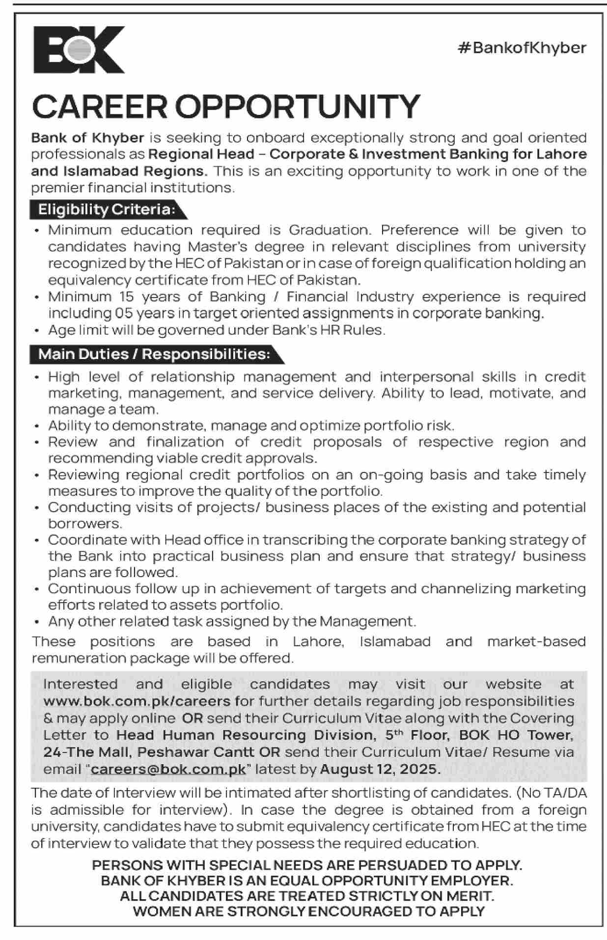 Jobs in Bank of Khyber